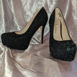 Black crystal embellished heels